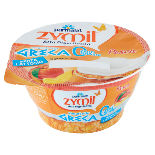 ZYMIL Alta Digeribilità Senza Lattosio Yogurt alla Greca Zero Grassi Pesca 150 g