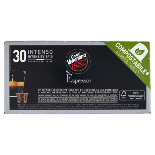 Caffè Vergnano 1882 Èspresso1882 Intenso Compostabile** Capsule Compatibili Nespresso* 30 x 5 g