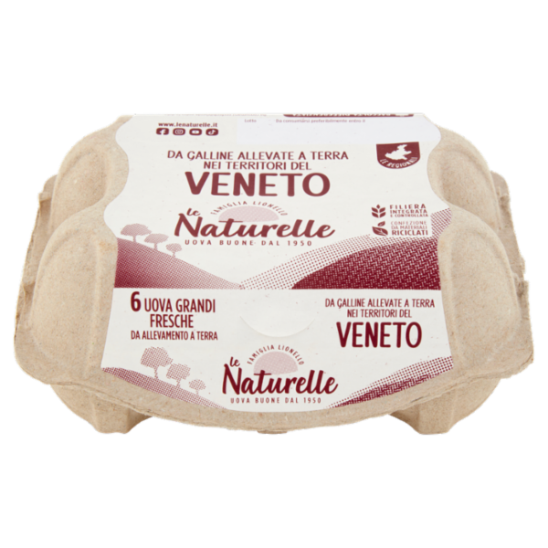 le Naturelle Le Regionali Veneto 6 Uova Grandi Fresche da Allevamento a Terra