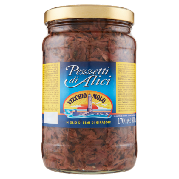 Vecchio Molo Pezzetti di Alici in Olio di Semi di Girasole 1700 g