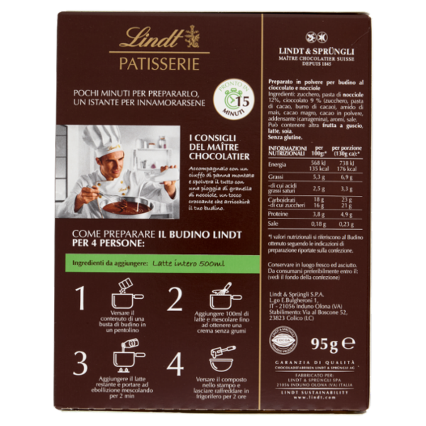 Lindt Budino Preparato per dolci Cioccolato alla gianduia 95 g