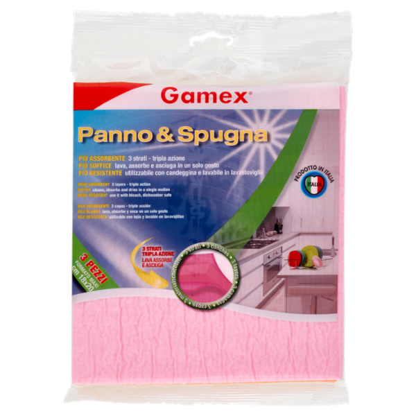 Gamex Panno & Spugna Formato Maxi cm 18x20 3 pz
