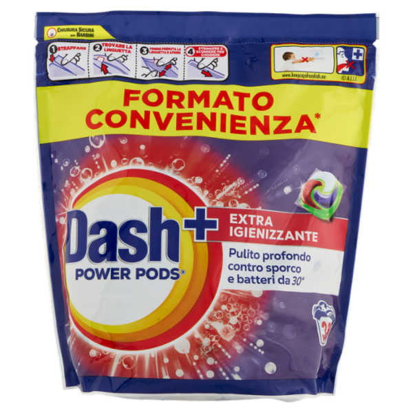 Dash Power Pods Detersivo Lavatrice In Capsule, Azione Extra-Igienizzante, 38 Lavaggi 885,4 g