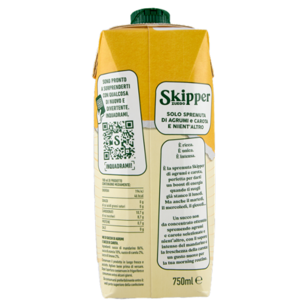 Zuegg Skipper 100% Frutta Spremuta Agrumi e Carota 750 ml