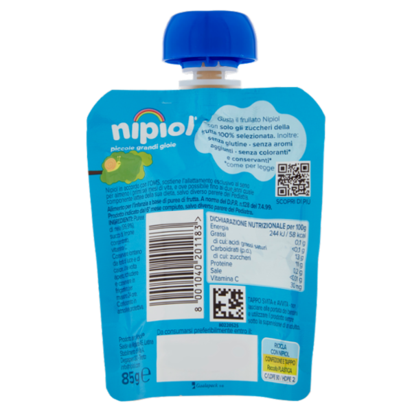 nipiol mela frullato 100% frutta 85 g