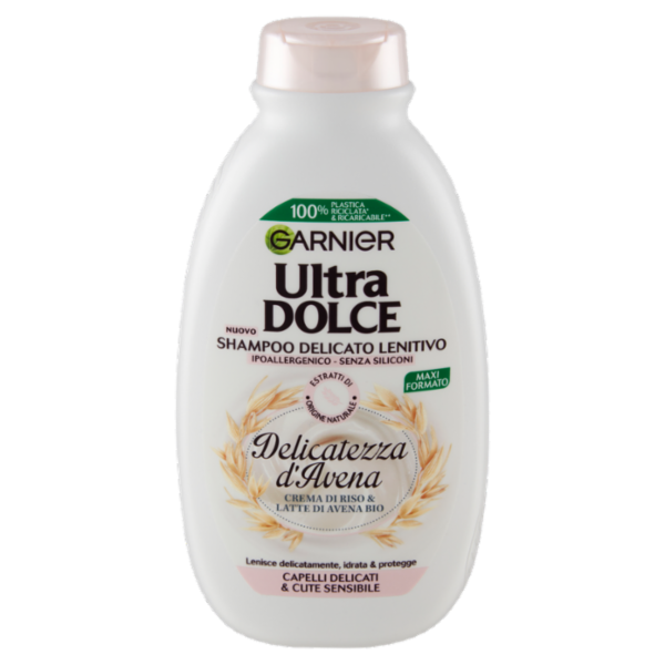 Garnier Ultra Dolce Shampoo Delicatezza D'Avena capelli delicati Crema di riso e latte d'avena 300ml