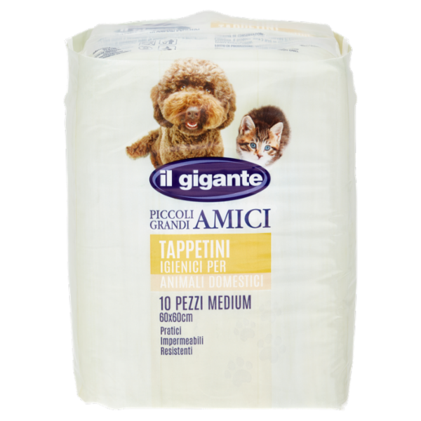IL GIGANTE Piccoli Grandi Amici Tappetini Igienici per Animali Domestici Medium 60x60cm 10 pz