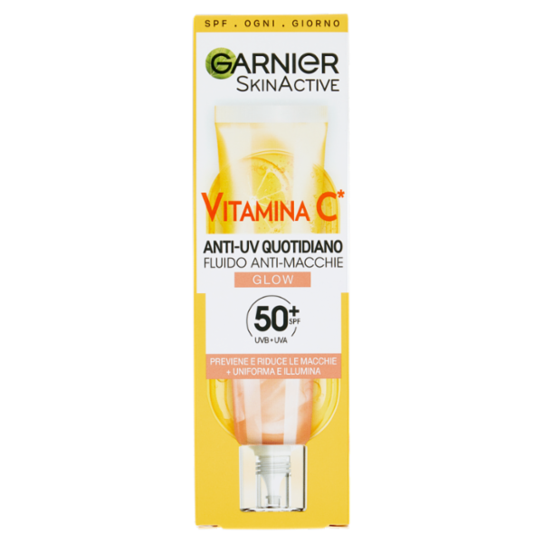 Garnier SkinActive Vitamina C Fluido Anti-UV Anti-Macchie Glow SPF 50+, 40ml