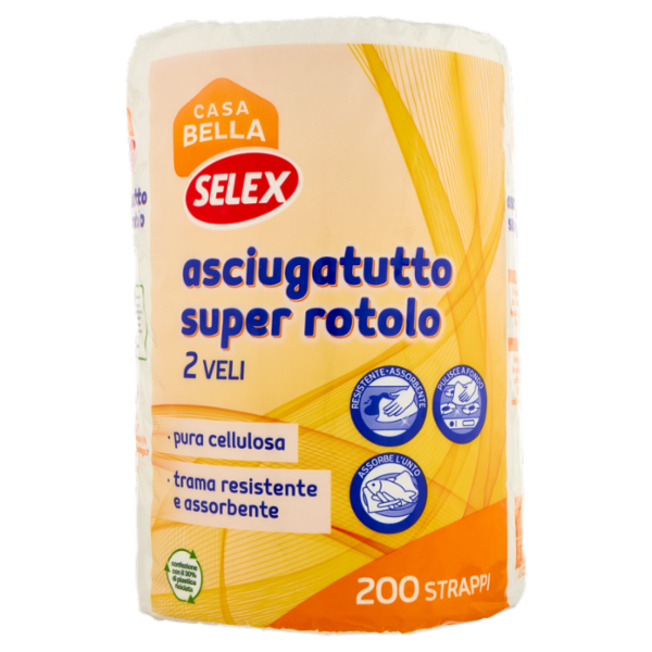 Selex Casa Bella Asciugatutto 2 Veli Super Rotolo 200 Strappi