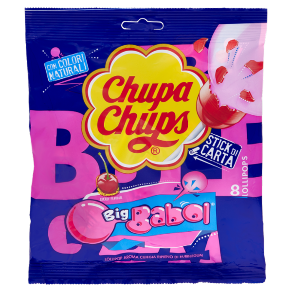 Chupa Chups Cherry Flavour Big Babol 8 Lollipops 144 g