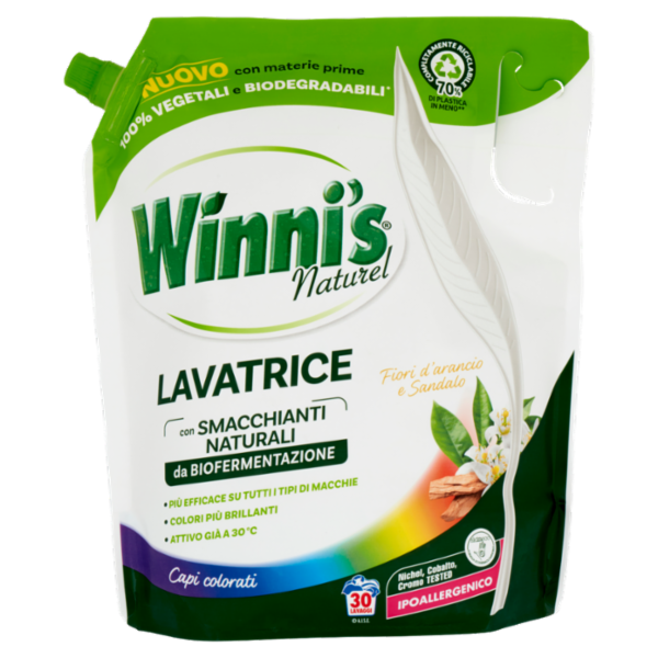 Winni's Naturel Lavatrice Capi colorati Fiori d'arancio e Sandalo pouch 30 Lavaggi 1,35 l