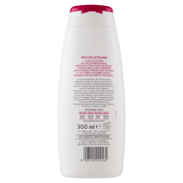 Selex Ego Doccia Schiuma Energizzante con Estratti Bio di Goji e Arancio 300 ml