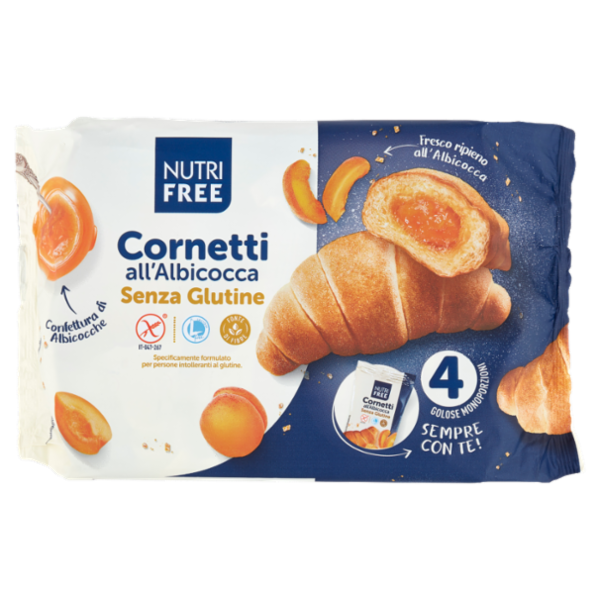 Nutrifree Cornetti all'Albicocca Senza Glutine 4 Monoporzioni 240 g