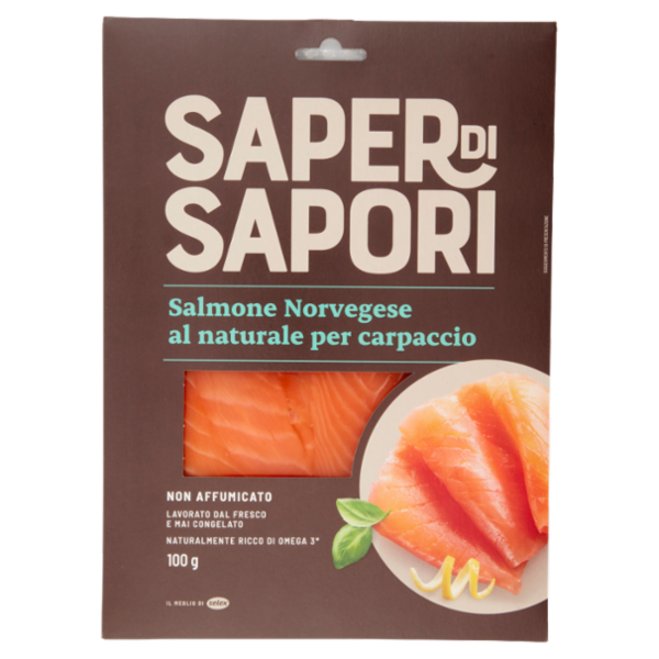 Selex Saper di Sapori Salmone Naturale Norvegese per Carpaccio a Fetta Lunga 100 g