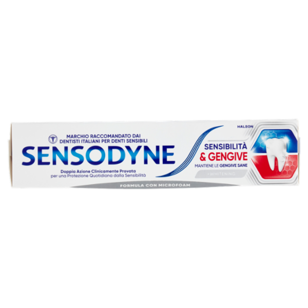Sensodyne Sensibilità & Gengive Whitening, Dentifricio per Denti sensibili e Fastidi Gengivali, 75ml