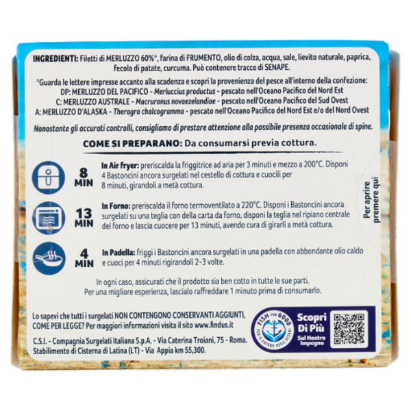 Capitan Findus 5 Bastoncini con 100% Filetti di Merluzzo 125 g