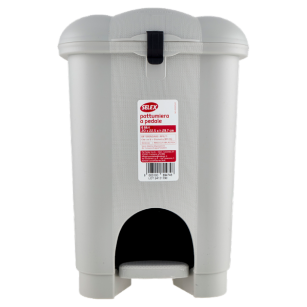 Selex Pattumiera a Pedale Grigio 6 L
