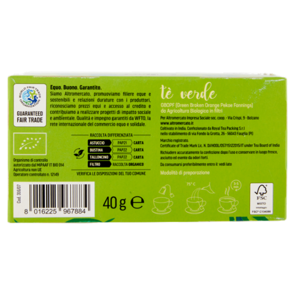 altromercato Bio tè verde 20 Filtri 40 g