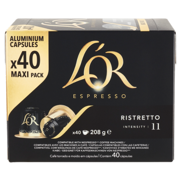 L'Or Espresso Ristretto 11- 40 Capsule Caffè Compatibili con Macchine Nespresso*® Original 208g