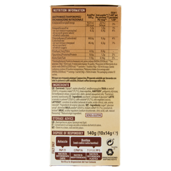 NESCAFÉ Cappuccino Solubile, 10 Bustine 140g