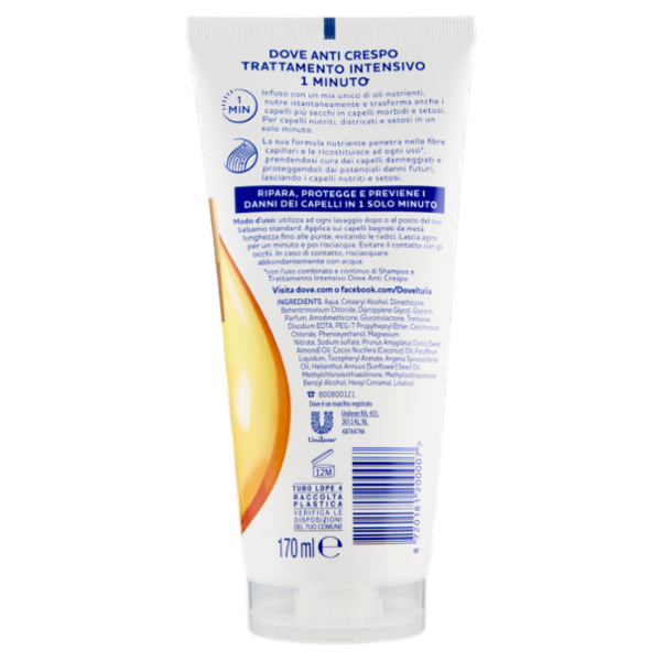 Dove Anti Crespo Trattamento Intensivo per Capelli Crespi e Secchi 1 Min 170 ml