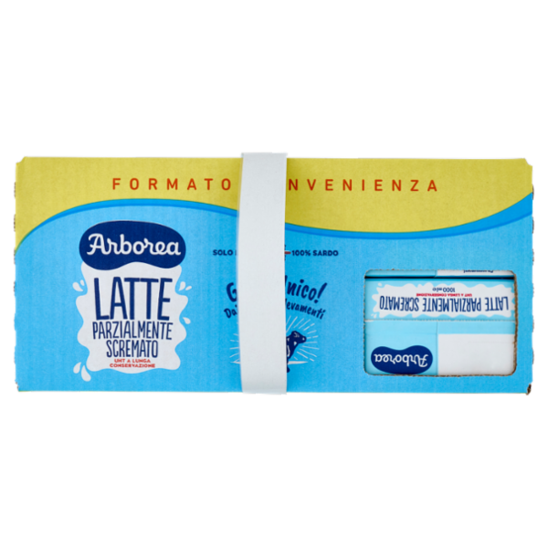 Arborea Latte Parzialmente Scremato UHT a Lunga Conservazione 6 x 1000 ml