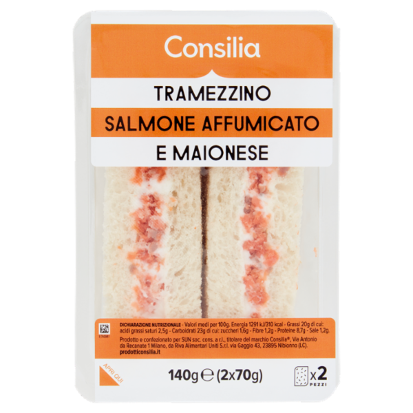 Consilia Tramezzini Farciti Salmone Affumicato e Maionese 2x70 g