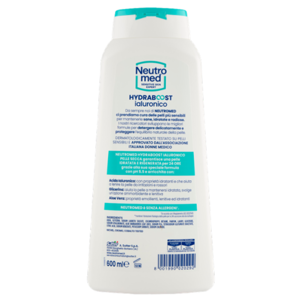 Neutromed Hydraboost ialuronico Bagnodoccia Pelle Secca Aloe Vera pH 5,5 600 ml