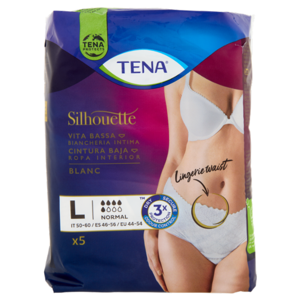 Tena Silhouette Vita Bassa Biancheria Intima Normal L Blanc 5 pz