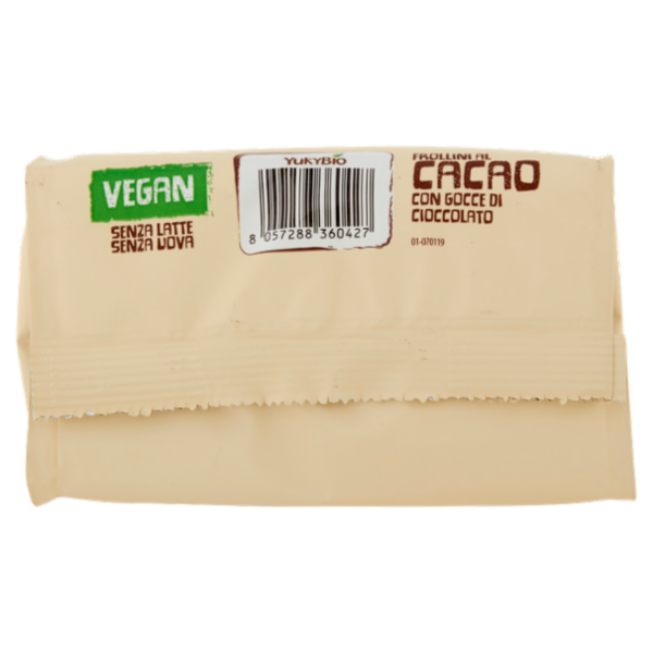 YukyBio Vegan Frollini al Cacao con Gocce di Cioccolato 250 g