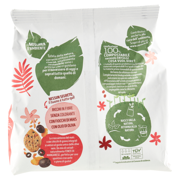 Misura Natura Ricca Snack Croccanti con Grano soffiato e Olive nere 7 x 32 g