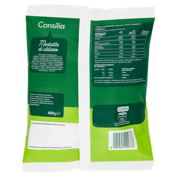 Consilia Funghi Champignon a Fette Surgelati 450 g