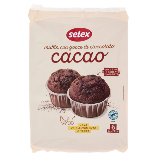 Selex Muffin con Cacao e Gocce di Cioccolato 6x42 g