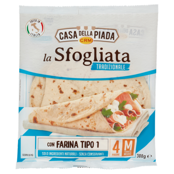 Casa della Piada la Sfogliata Tradizionale Formato Medio M 4 Piadine 300 g