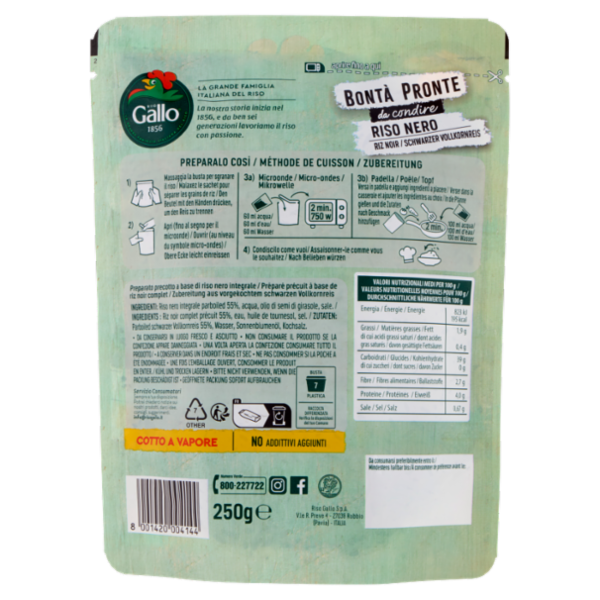 Riso Gallo Bontà Pronte da condire Riso Nero 250 g