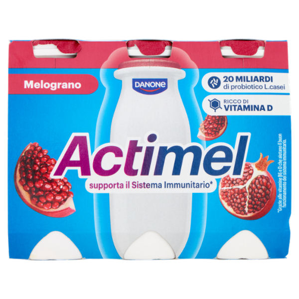 ACTIMEL, Yogurt da Bere con Vit B6 e D per il Sistema Immunitario, gusto Melograno, 6X100G
