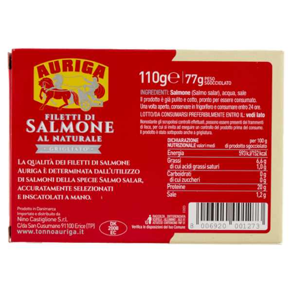Auriga Filetti di Salmone al Naturale grigliato* 110 g