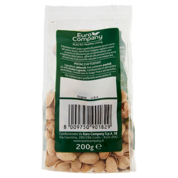Euro Company Pistacchi Tostati Non Salati 200 g