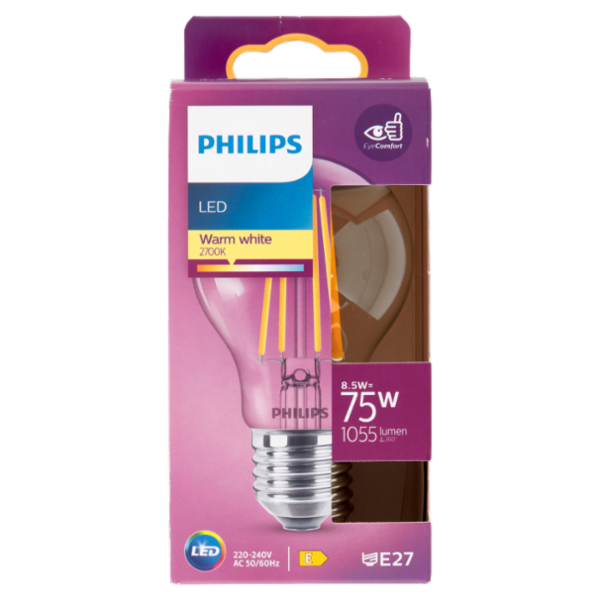 Philips Led goccia filamento 75W E27 2700K