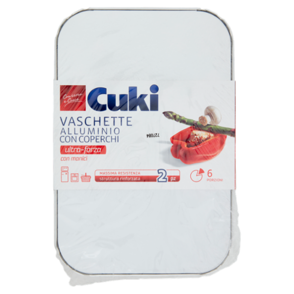 Cuki Conserva e Cuoce Vaschette Alluminio con Coperchi 6 Porzioni (RS99) - 2 pz