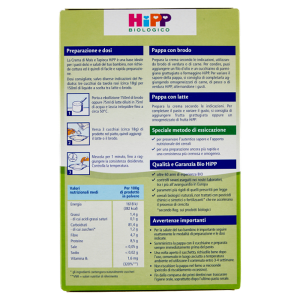 HiPP Biologico Crema di Cereali Mais e tapioca 200 g