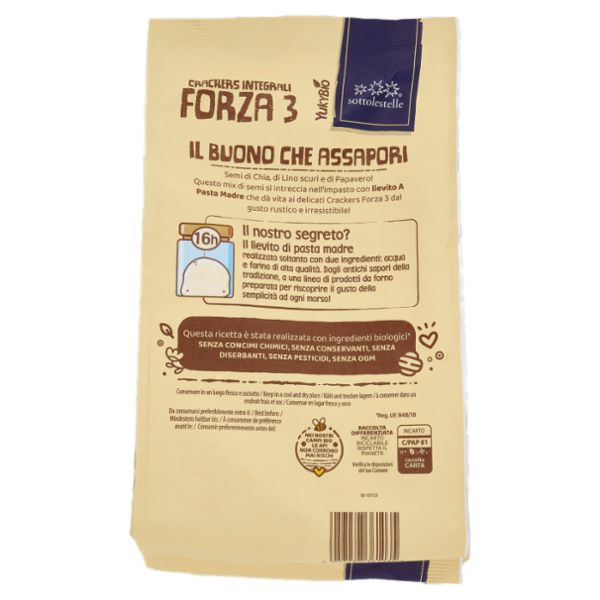 YukyBio A Pasta Madre Crackers Integrali Forza 3 250 g