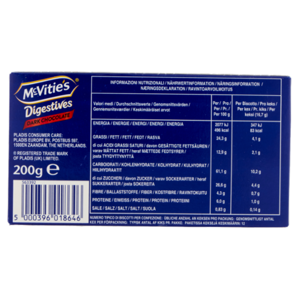 McVitie's Digestives Dark Chocolate 200 g