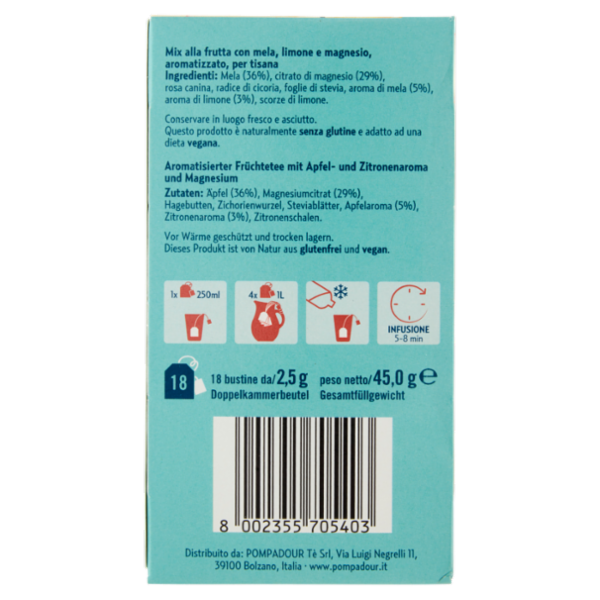 Pompadour Le Tisane Tisana Fredda Vitalità 18 x 2,5 g