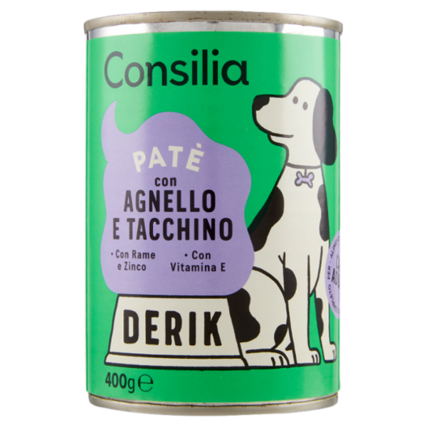 Consilia Derik Paté per Cane con Agnello e Tacchino 400 g
