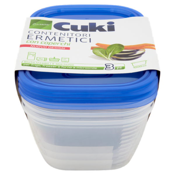 Cuki Conserva Contenitori Ermetici con coperchi 1000 ml 3 pz