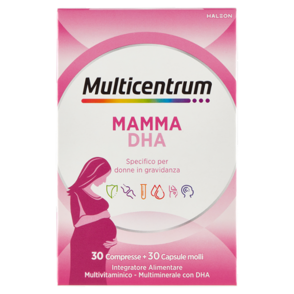 Multicentrum Mamma DHA Integratore completo con Acido Folico Donne in Gravidanza 30+30 compresse 52g