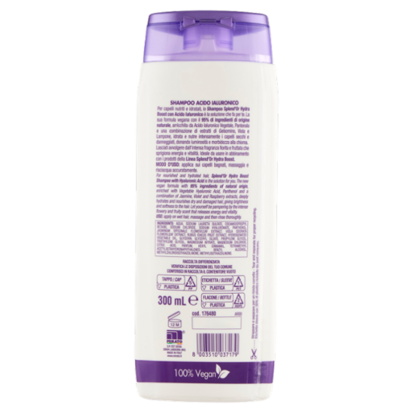 Splend'Or Shampoo Acido Ialuronico Hydra Boost Idratante 300 mL