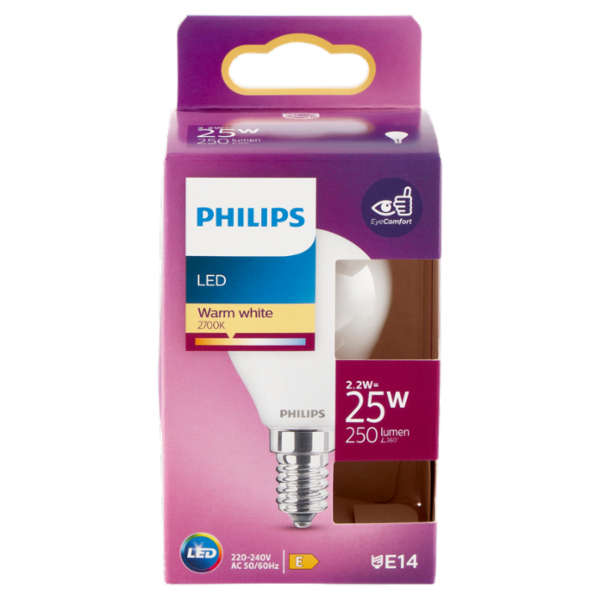 Philips Led sfera vetro 25W E14 2700K