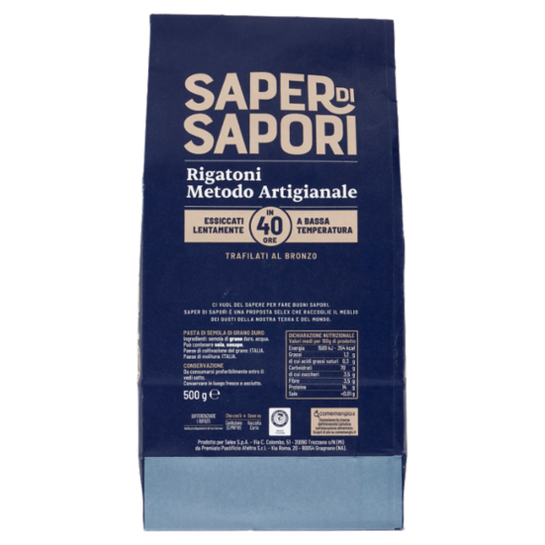 Selex Saper di Sapori Pasta di Semola Rigatoni Rigati 500 g